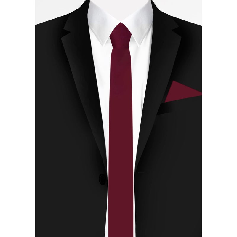 Jacob Alexander Men's Skinny Width 2" Solid Color Tie - Burgundy - Image 3